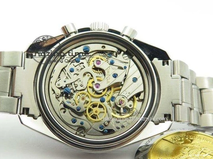 0315 Effortless Speedmaster Apollo 11 On SS Bracelet Manual Winding Chrono Movement 8225